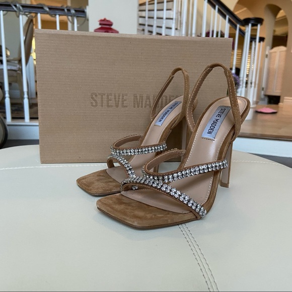 Steve Madden Camel Multi Grade - R Grade-R Stiletto Heel Rhinestone Straps - Picture 3 of 8